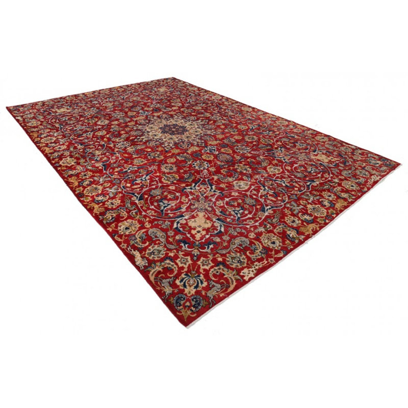 Red Hand Knotted Persian Isfahan 8'11"x 13'8"