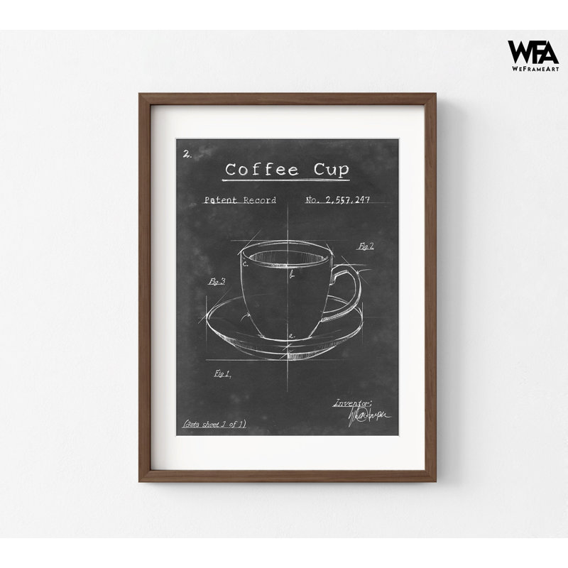 «Morning routine II» par Ethan Harper, œuvre d'art de tasse à café en noir et blanc, art mural de tableau noir de café, art mural de cuisine de bureau