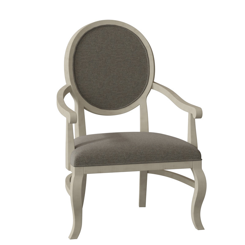 Oakland Upholstered King Louis Back Arm Chair, 3152 Putty, Hazelnut
