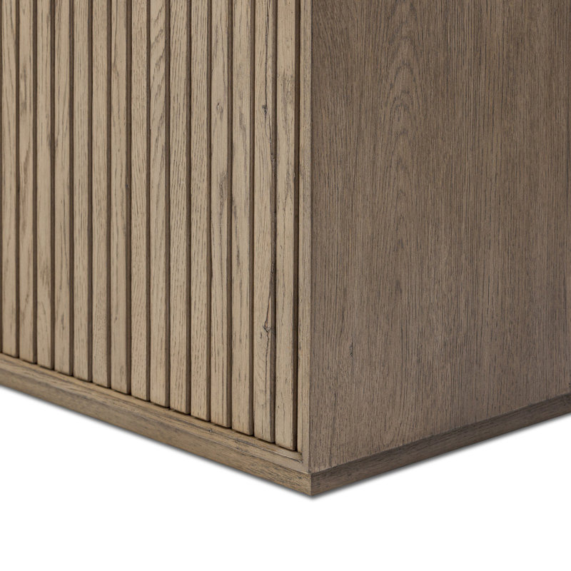 Leo Media Console-Smoked Black, Rustic Gray
