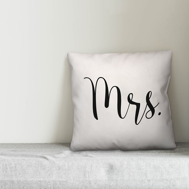 Coussin décoratif script mme, 20 po x 20 po, Pas de bourre