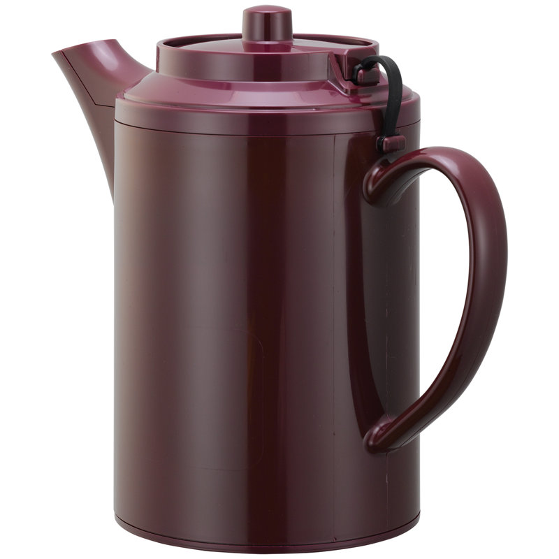 Plastic 16oz Teapot with Tethered Lid, Burgandy