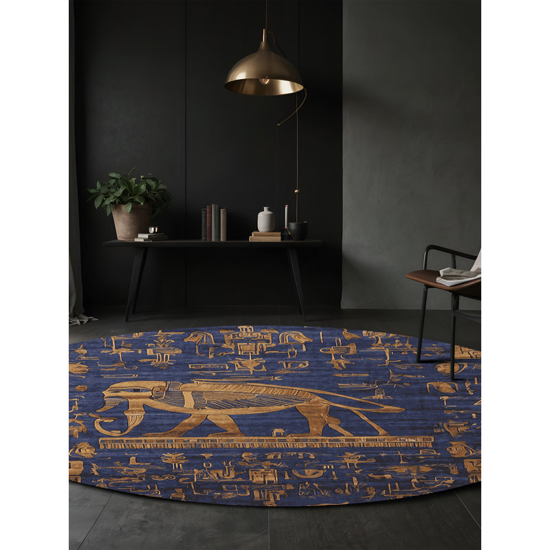 Machine Washable Purple Area Rug, Round 4'