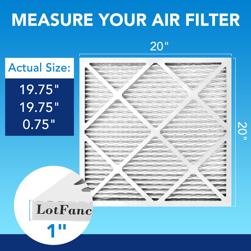 Filtres à air Lotfancy 20 x 20 x 1, filtres à air de chauffage à air climatisé plissé Merv 13, paquet de 6