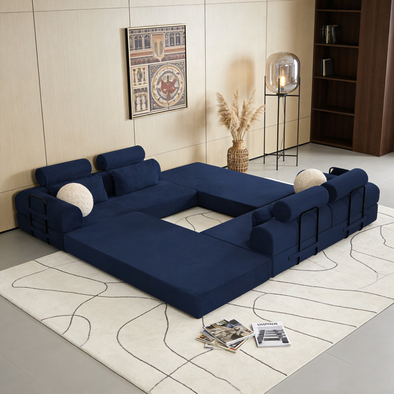 Canapé modulaire en L, Bleu