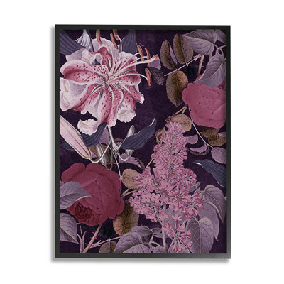 «Vintage Purple Bohemian Floral Illustration» par Daphne Polselli, reproduction d'art graphique