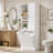 Tall Storage Cabinet With Adjustable Shelves, Large Flip-Out Basket & Enclosed Cabinets – Perfect For Bathroom, Living Room, Or Office, MDF Material With Aluminum Alloy Handles-1285130376