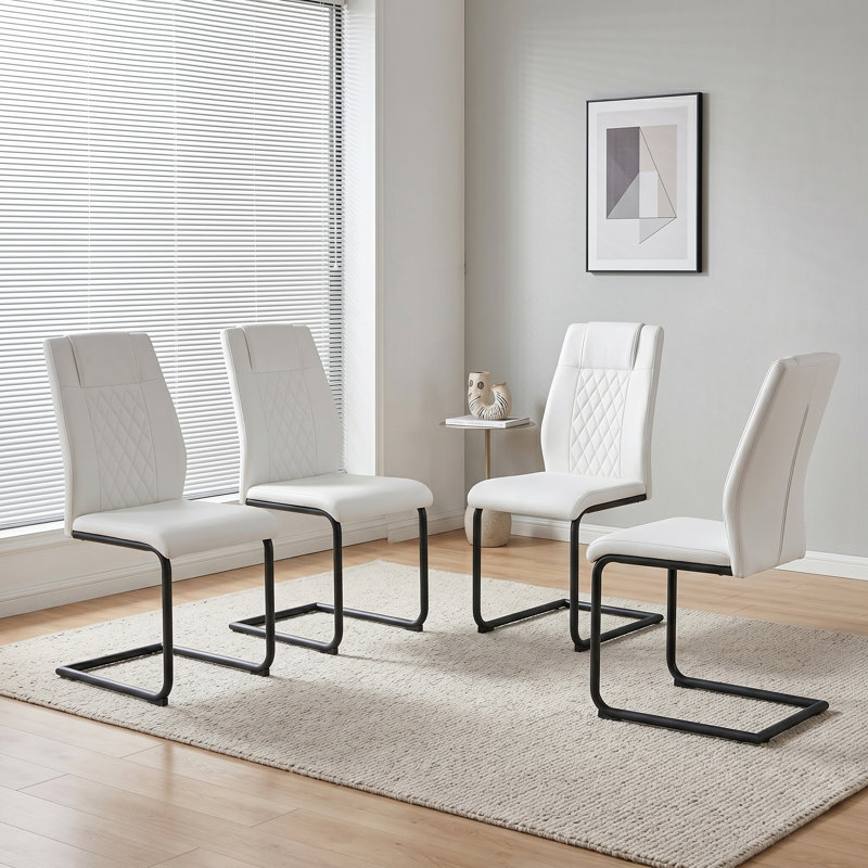Ensemble de 4 chaises de salle à manger Kimara Modern, Set of 4, Blanc, Noir