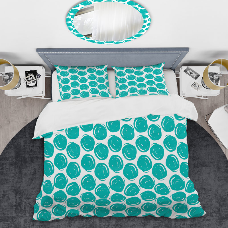 Motif de cercle vert - ensemble de housse de couette abstrait - polyester microfibre