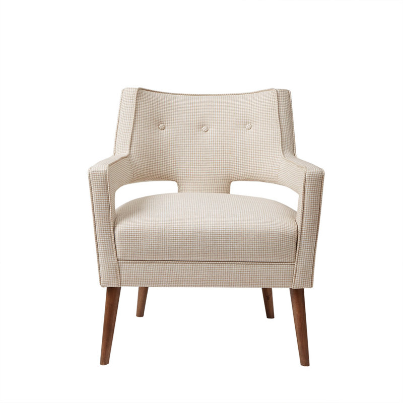 Cream Upholstered Birch Wood Accent Chair with Tapered Legs