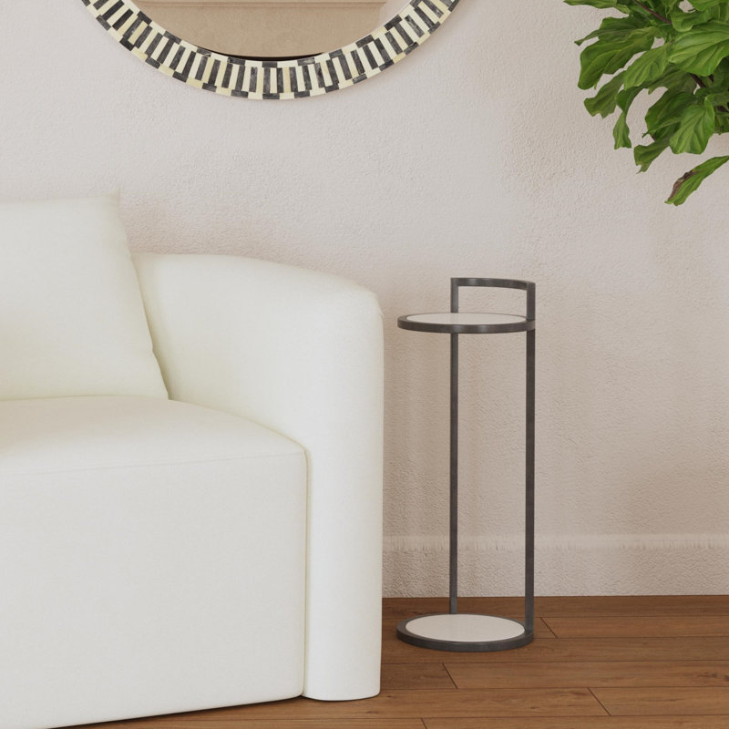 Surrey Marble Tray Top End Table, Black