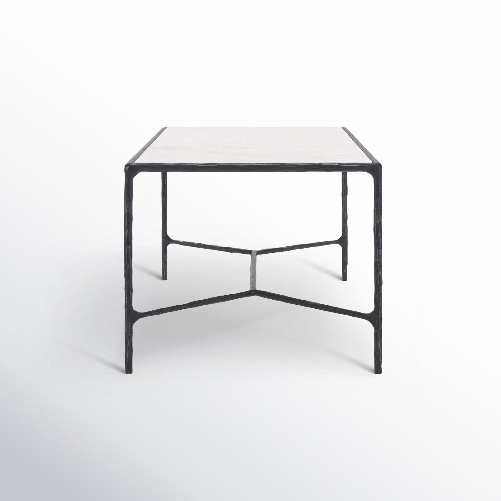 Evelynn 40" Glass Coffee Table, White Marble, Black