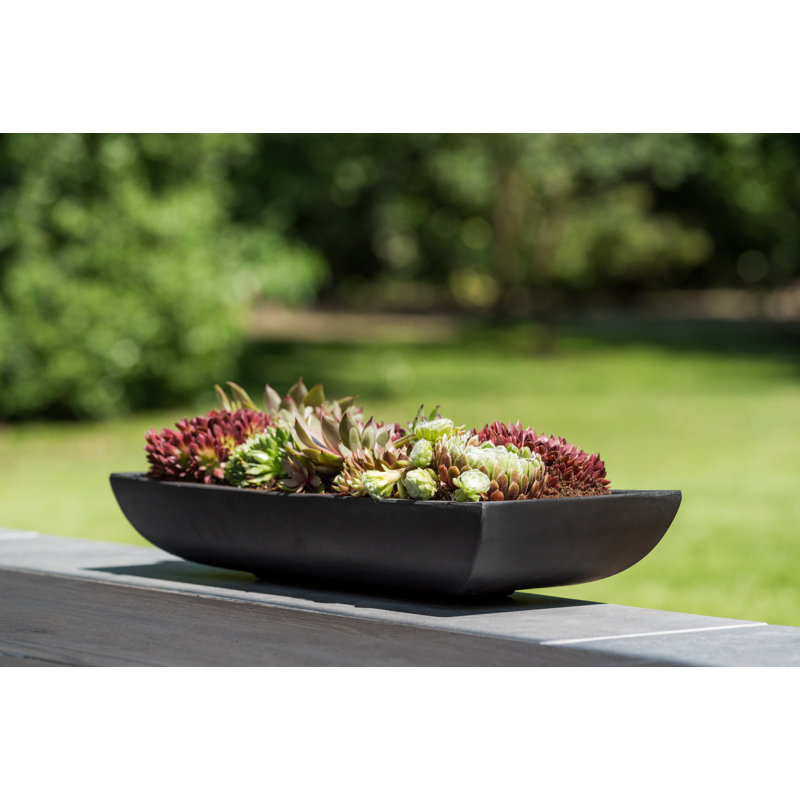 Minimalist Pots Handmade Fiberstone Planter, 3" H x 19.5" W x 7.5" D