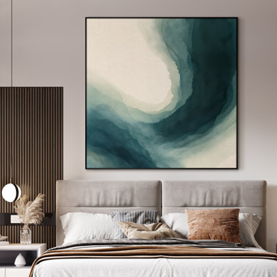 Très grand art mural imprimé sur tissu - Paysage abstrait neutre moderne pour la décoration d'œuvres d'art pour le salon ou la chambre à coucher - «Assemblage requis du cadre (cadre non fini)»