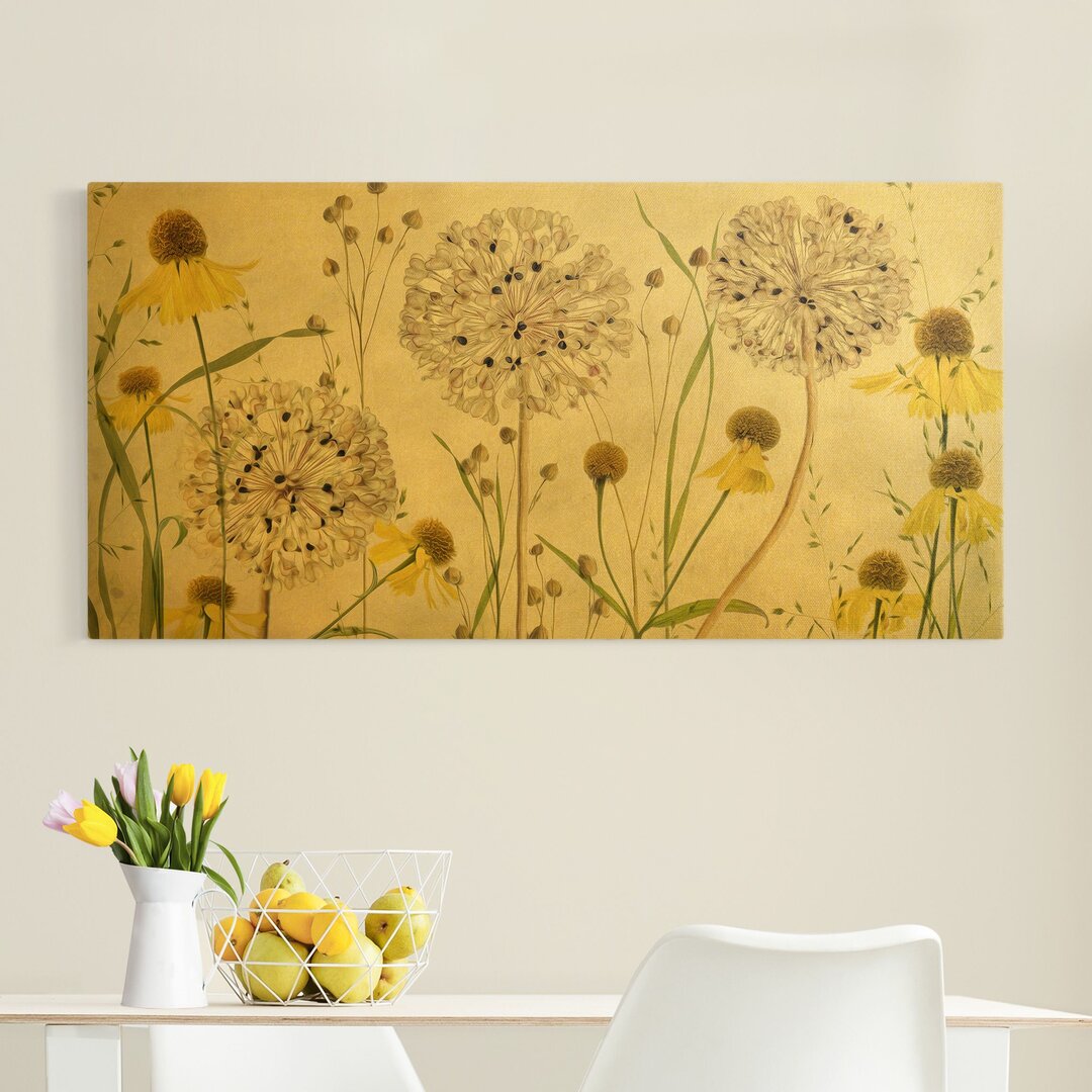 Leinwandbild Allium und Helenium Illustration