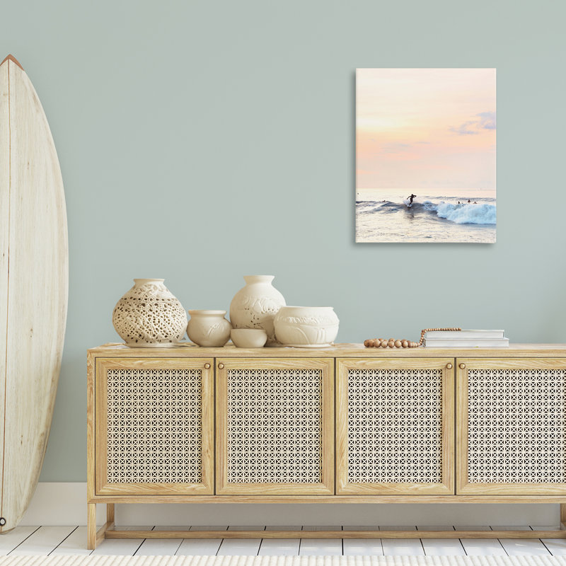 «Sunset Surfer Landscape», art mural sur toile par Sissi et Seb, H 30 po x l 24 po
