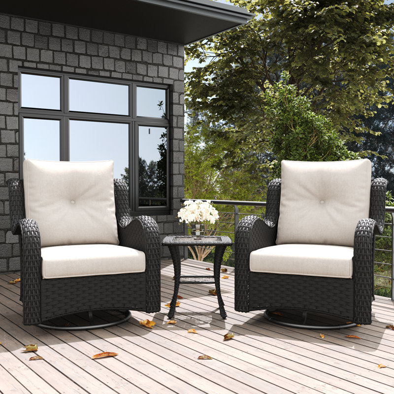 Ensemble de chaises de patio 3 pièces LayinSun, Noir, Beige