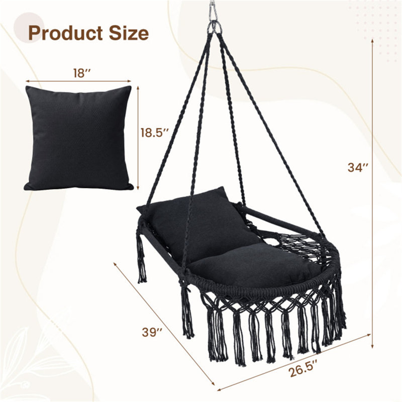 Balancelle suspendue Boho, Black