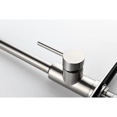 Kitchen Faucet With Pull Down In Stainless Steel, Brushed Nickel Embellished, 360 Rotatable Nozzle, Two Water Output Modes, Easy Temperature & Flow Management Pull-Down , Steel , Rotating Dual