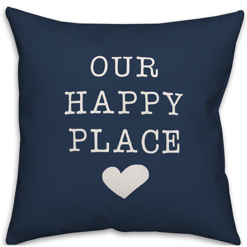 Textual Outdoor Throw Pillow, 16" H x 16" W, Navy
