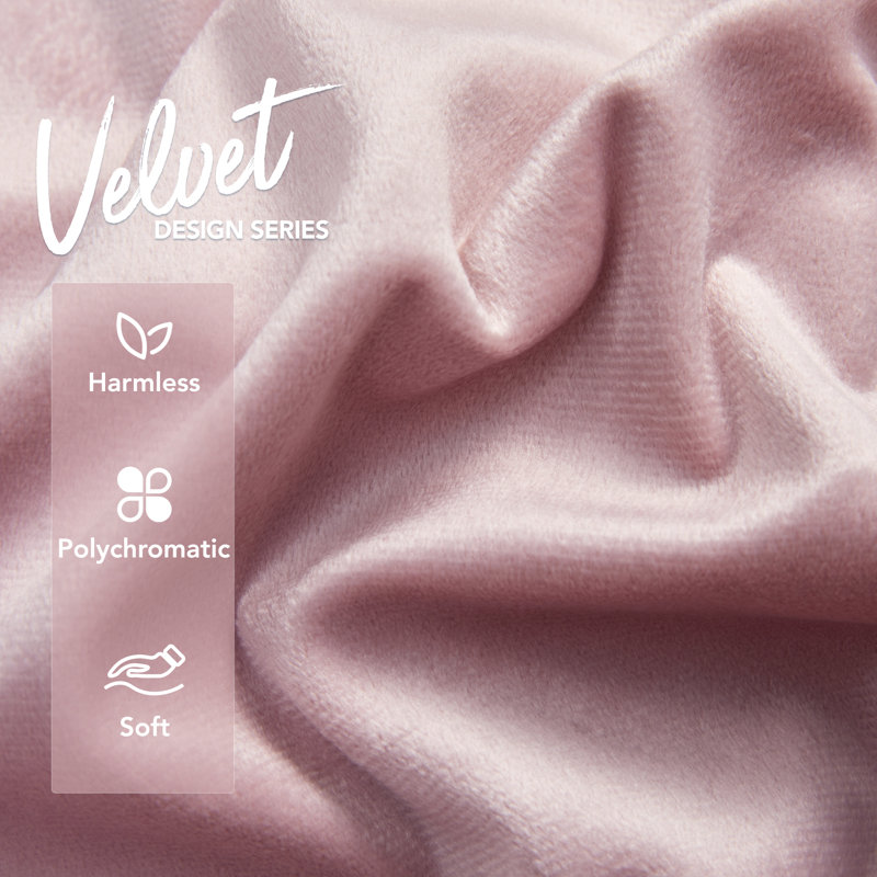 Sakura Pink Velvet Euro Pillow Covers, Set of 2