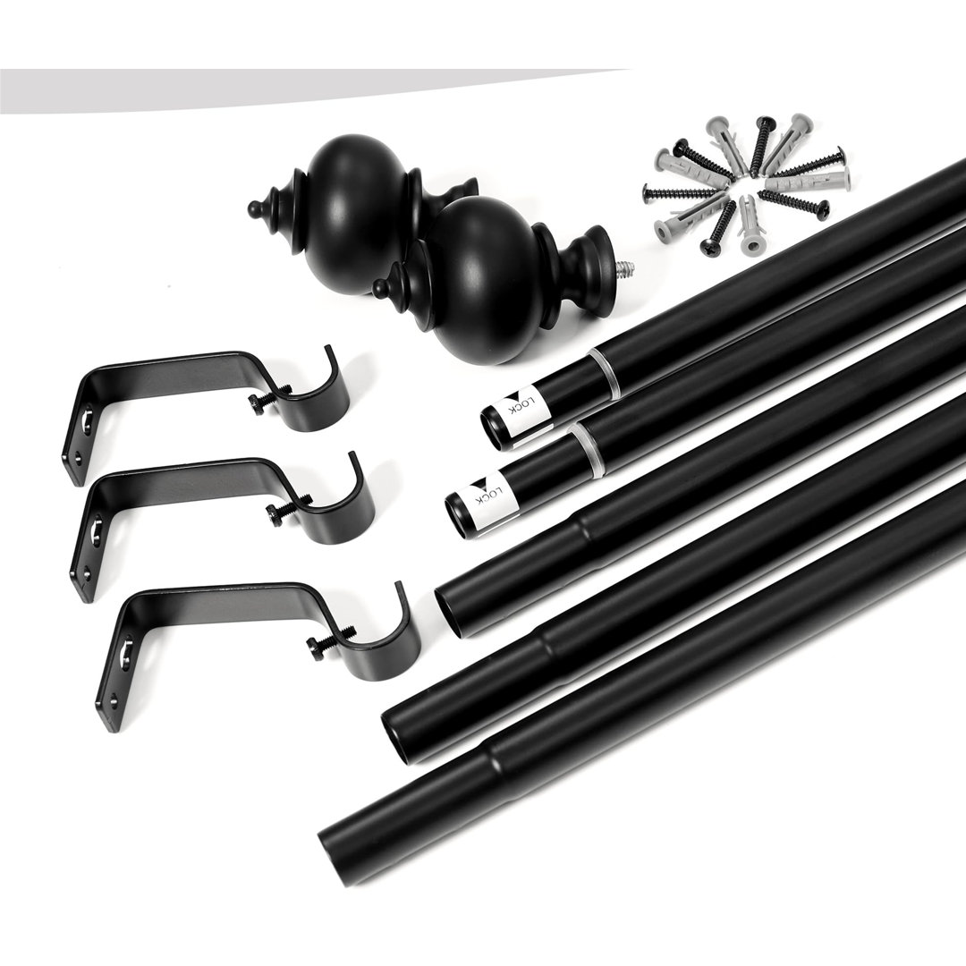 Adjustable 122mm to 213cm Single Curtain Pole