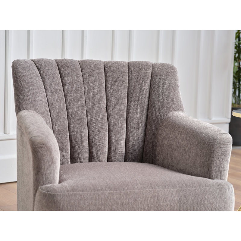 Urbane 31.5'' Wide Swivel Armchair, Beige Polyester Blend