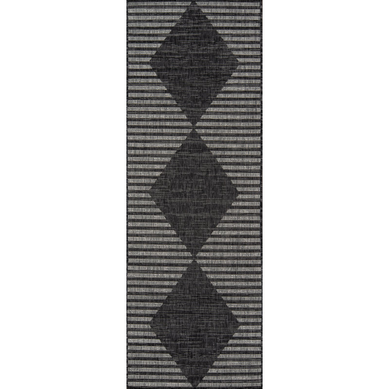 Tapis gris anthracite à motif géométrique Momeni Villa Monaco, Tapis de couloir 2 pi x 10 pi