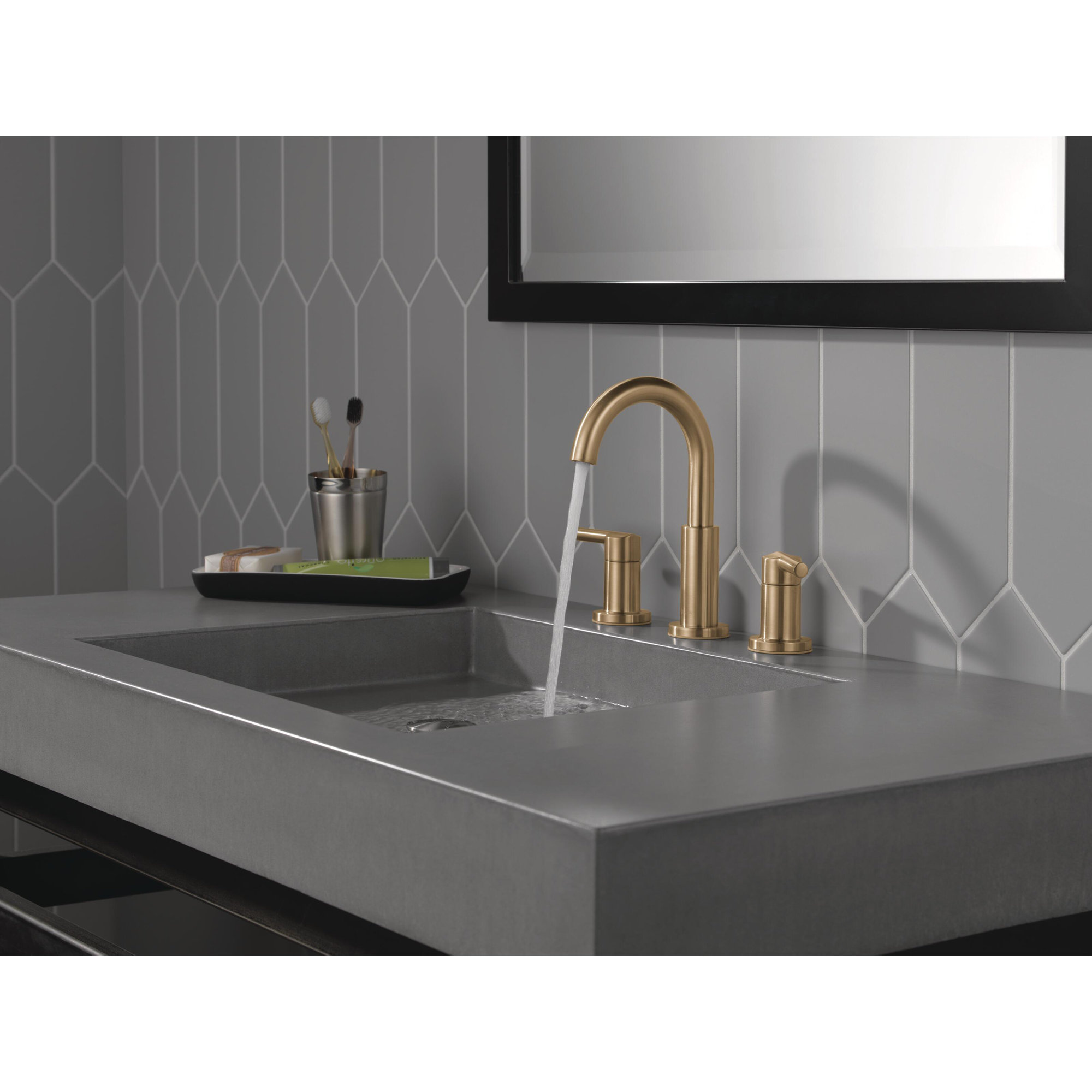 Nicoli Widespread Bathroom Faucet 3 Hole, 2-handle Bathroom Sink Faucet with Drain Assembly, Champagne Bronze