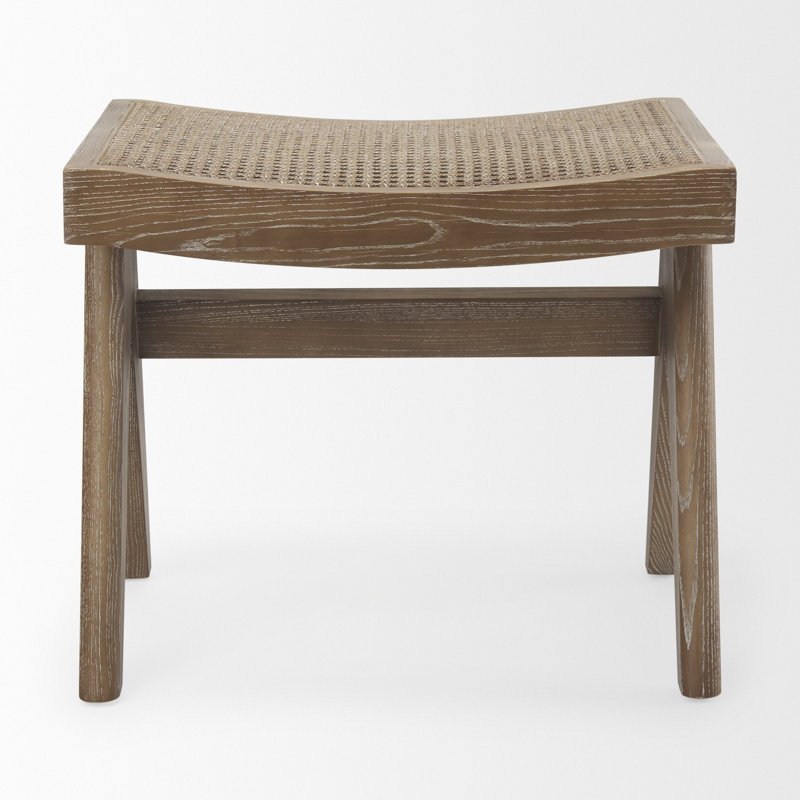 Solid Wood Accent Stool, Medium Brown