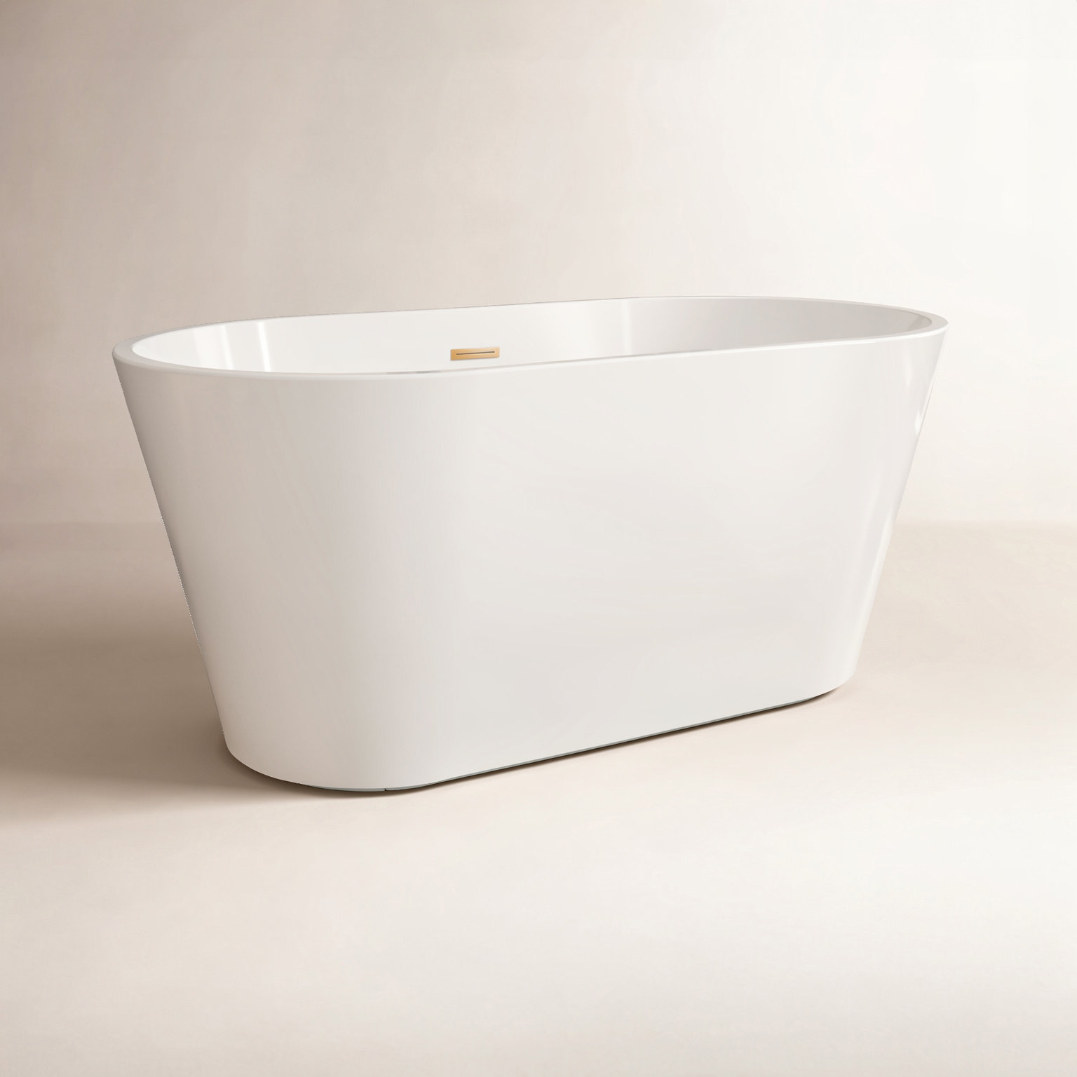Iris 54" Freestanding Soaking Acrylic Bathtub, White/Titanium Gold