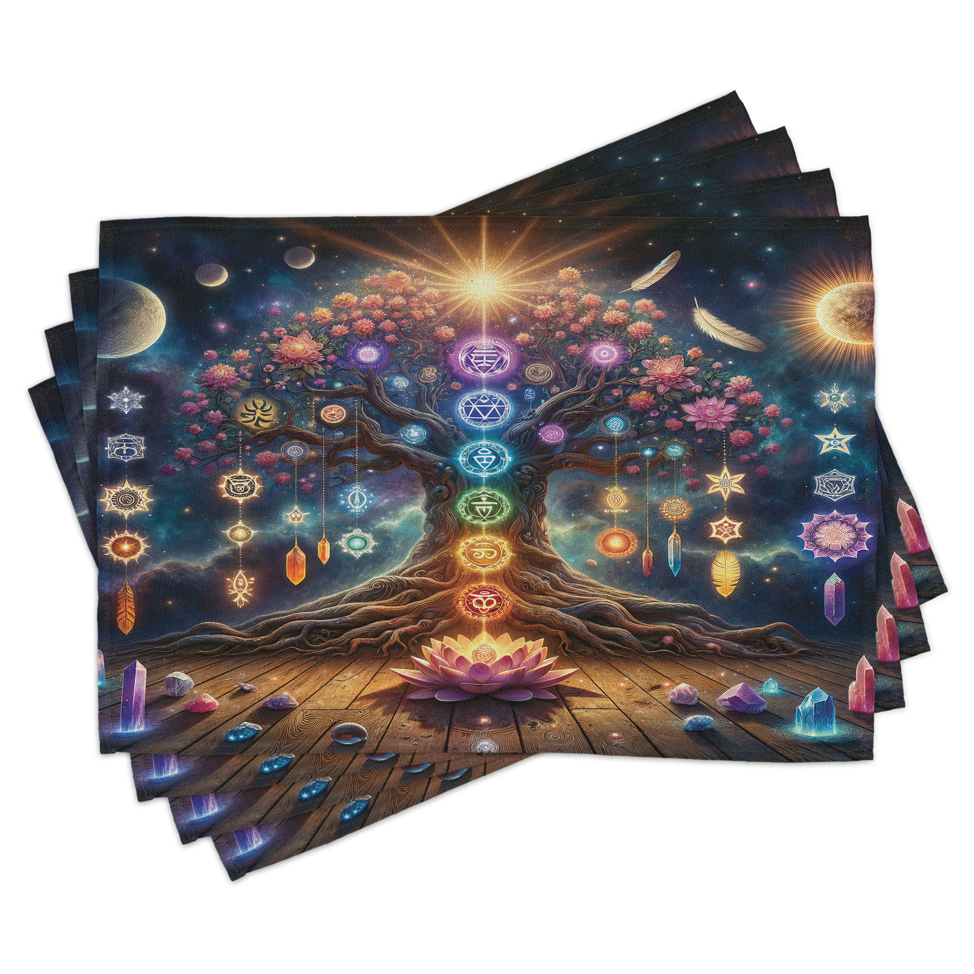 Ambesonne Tree of Life Place Mats Set of 4 Colorful Divine Design ...