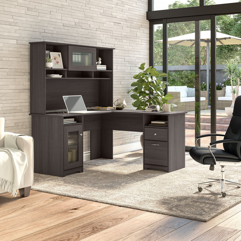 Ozro L-Shaped Executive Desk, Gray