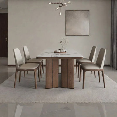 Simple rock plate dining table and chair set