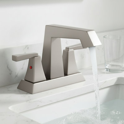 Modern 2-Handle 4" Centerset Bathroom Sink Faucet with Pop-Up Drain and Supply Lines