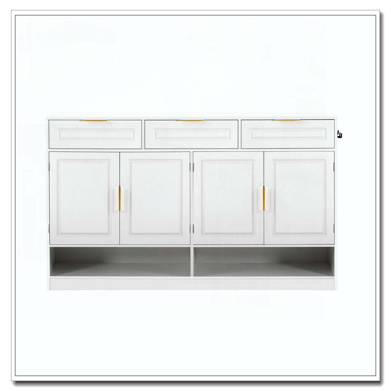 Armoire d'appoint avec 3 tiroirs et 4 portes, Blanc