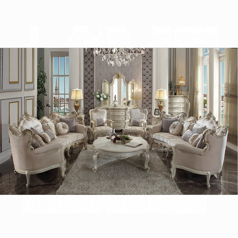 Canapé traditionnel Obed avec détails décoratifs et 8 coussins décoratifs