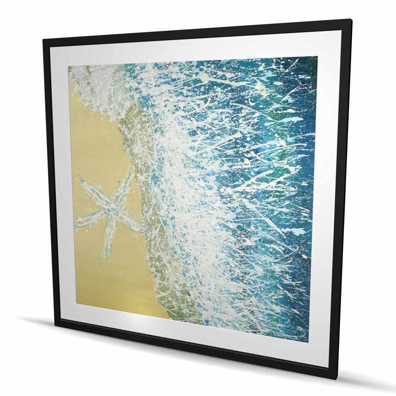 Left Side Seastar - Sea Modern Framed Matted Print for Decor, 48" H x 48" W, Black