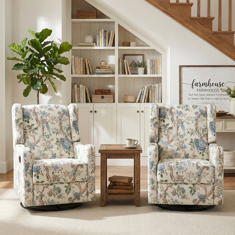 Antonanzas Floral Manual Swivel Rocker Recliner, Floral Polyester Blend