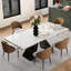 Ensemble de table de salle à manger 9 pièces en faux marbre avec plateau rectangulaire en pierre frittée extensible de 110 po et 8 chaises-1925091229-1924662805