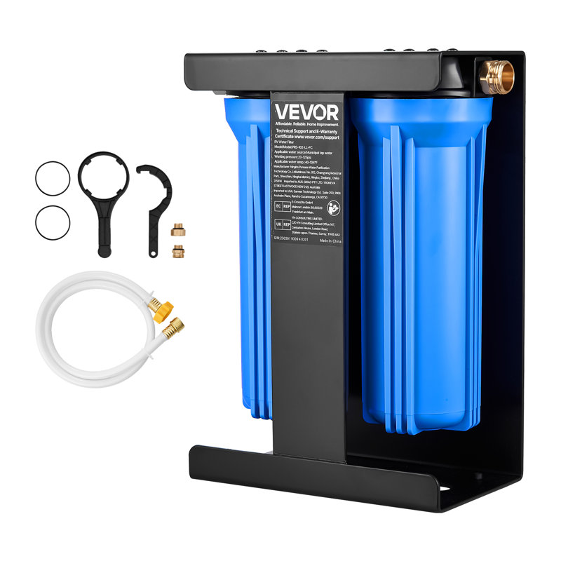 Système de filtre à eau pour véhicule récréatif 2 cartouches avec panier pour camping-car