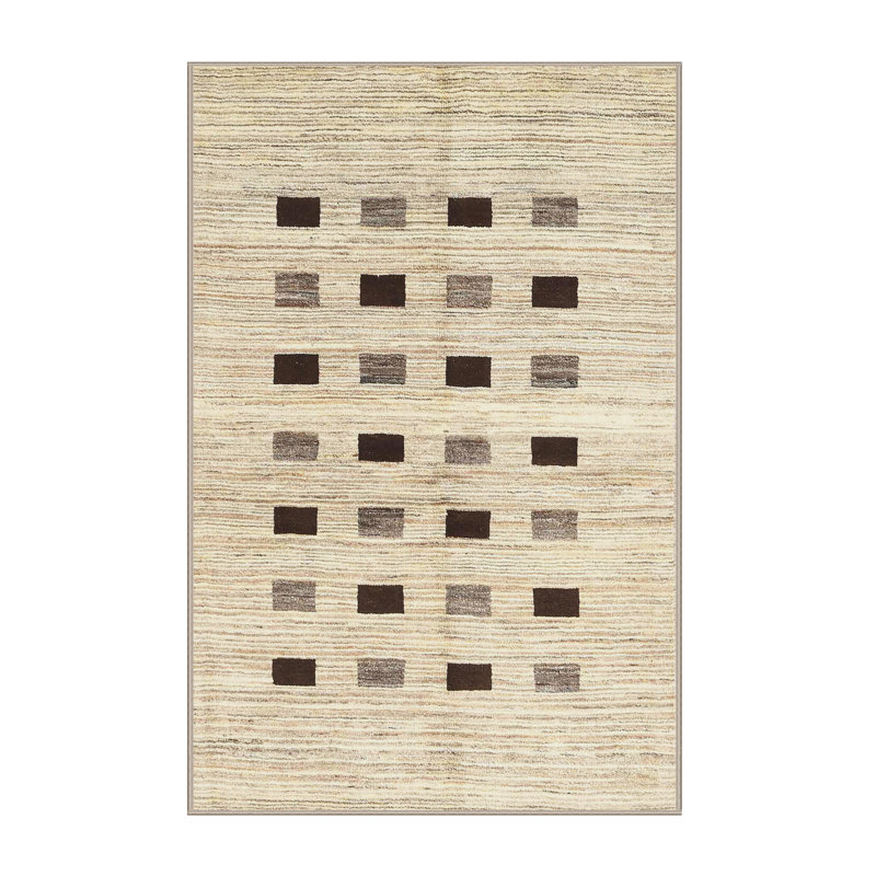 Tapis géométrique beige / brun, Rectangle 2 pi x 5 pi