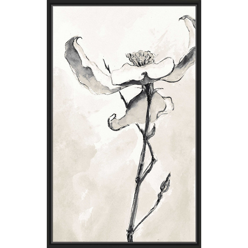Récolte taupe solitaire Dogwood IV - peinture, L 31,5 po x H 51,5 po, Cadre noir