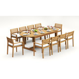 6 Seats 7 Pcs Grade-A Teak Wood Dining Set: 94" Mas Oval Trestle Leg Table And 6 Montana Stacking Arm Chairs #11MT2306