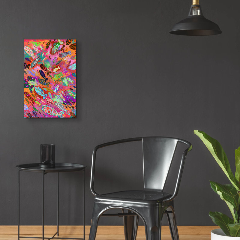 «Rosecliff Heights 'Fish2» par Noemi Ibarz, art mural en verre acrylique, H 24 po x l 16 po x P 0,2 po