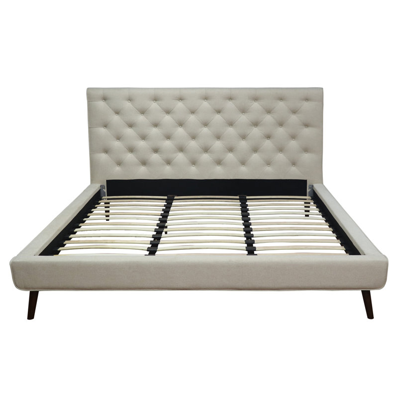 Nico Upholstered Platform Bed, Gray, Queen