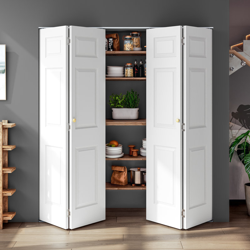 Double Panelled Manufactured Wood Primed Bi-Fold Door With Hardware Kit, 48" x 80"