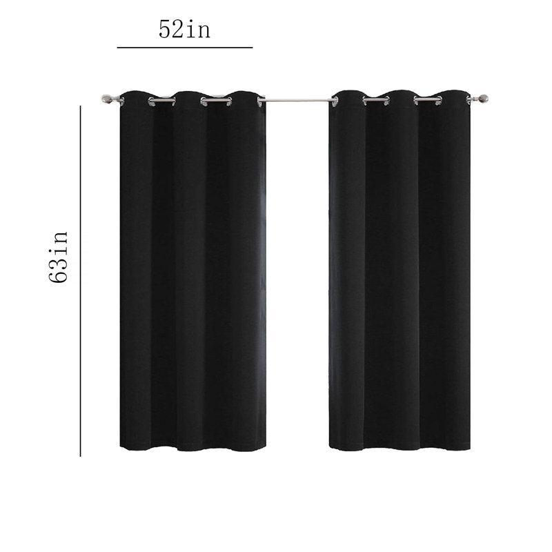 Paire de rideaux occultant avec œillets 54 po x 84 po, Noir, L 54 po x L 84 po