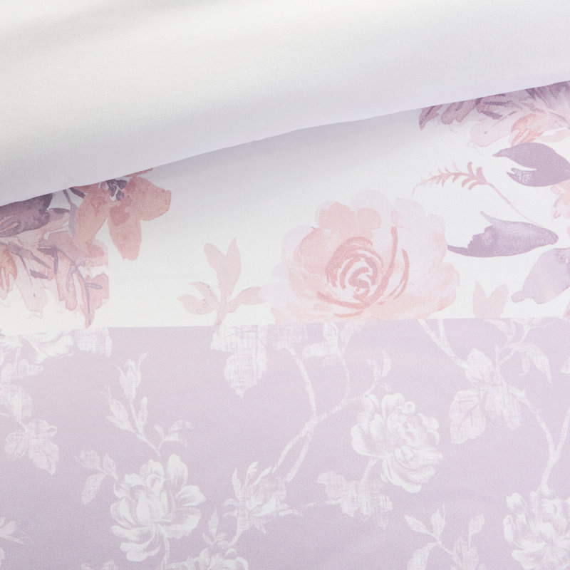 Housse de couette simple / simple TG, microfibre 2 pièces avec imprimé cachemire floral, doux et romantique, fermeture à boutons, - étiquette comprenant 2 taies décoratives, lavable à la machine, rose, fermeture