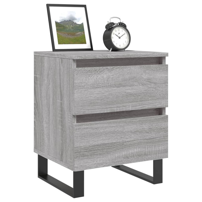 Mikaia 40cm W Iron Bedside Table, Grey Sonoma